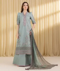 Best Sapphire 3 Piece - Embroidered Lawn Suit Pastel GreenDupatta