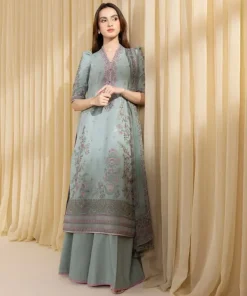 Best Sapphire 3 Piece - Embroidered Lawn Suit Pastel GreenDupatta