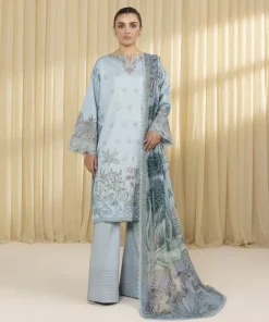 Sale Sapphire 3 Piece - Embroidered Lawn Suit AquaDupatta