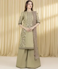 Hot Sapphire 3 Piece - Embroidered Lawn Suit Pistachio GreenDupatta
