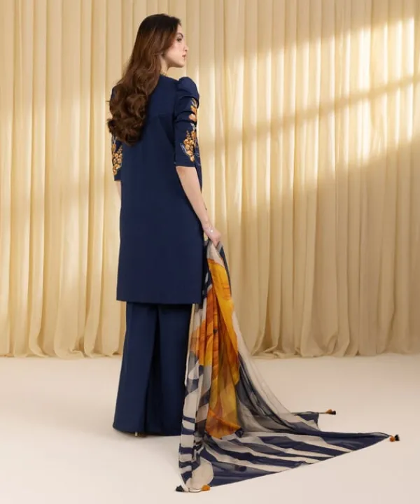 Discount Sapphire 3 Piece - Embroidered Lawn Suit BlueDupatta