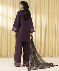 Online Sapphire 3 Piece - Embroidered Lawn Suit Dark PurpleDupatta