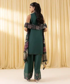 Hot Sapphire 3 Piece - Embroidered Lawn Suit GreenDupatta