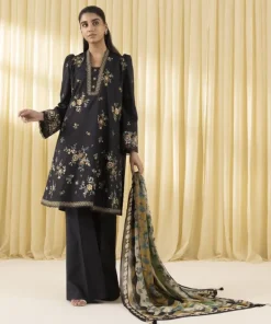 Fashion Sapphire 3 Piece - Embroidered Lawn Suit BlackDupatta