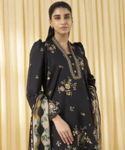 Fashion Sapphire 3 Piece - Embroidered Lawn Suit BlackDupatta