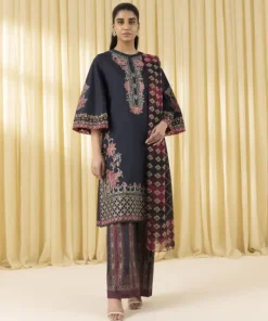 Fashion Sapphire 3 Piece - Embroidered Lawn Suit BlackDupatta