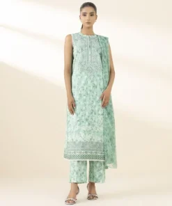 Best Sapphire 3 Piece - Embroidered Lawn Suit AquaDupatta