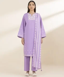 Fashion Sapphire 3 Piece - Embroidered Lawn Suit LilacDupatta
