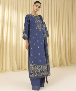 Sale Sapphire 3 Piece - Embroidered Lawn Suit BlueDupatta
