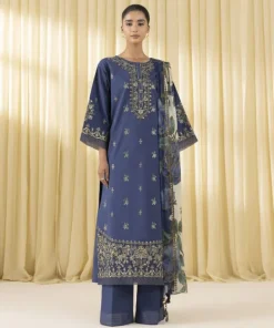 Sale Sapphire 3 Piece - Embroidered Lawn Suit BlueDupatta