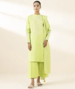 Best Sapphire 3 Piece - Embroidered Lawn Suit Apple GreenDupatta