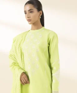 Best Sapphire 3 Piece - Embroidered Lawn Suit Apple GreenDupatta