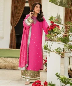 Best Sapphire 3 Piece - Embroidered Lawn Suit PinkDupatta