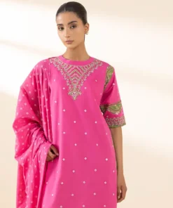 Best Sapphire 3 Piece - Embroidered Lawn Suit PinkDupatta