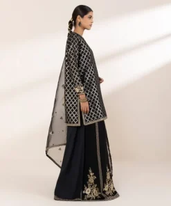 Outlet Sapphire 3 Piece - Embroidered Masoori Suit Black
