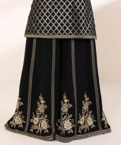 Outlet Sapphire 3 Piece - Embroidered Masoori Suit Black