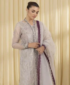 Best Sapphire 3 Piece - Embroidered Organza Suit GreyDupatta
