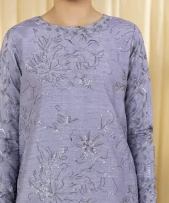 New Sapphire 3 Piece - Embroidered Raw Silk Suit Light PurpleDupatta
