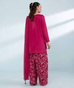 Online Sapphire 3 Piece - Embroidered Raw Silk Suit Pink