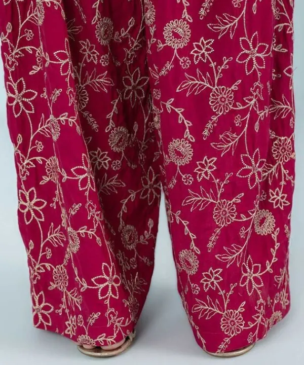 Online Sapphire 3 Piece - Embroidered Raw Silk Suit Pink