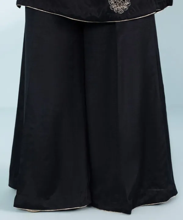 Online Sapphire 3 Piece - Embroidered Raw Silk Suit Black