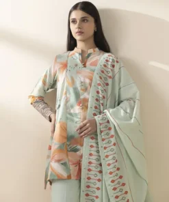 Sale Sapphire 3 Piece - Embroidered Zari Lawn Suit AquaDupatta