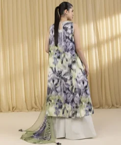 Online Sapphire 3 Piece - Jacquard Suit Green & PurpleDupatta