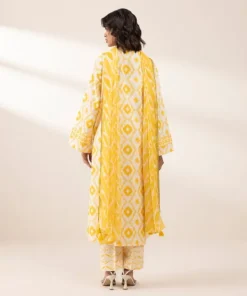 Fashion Sapphire 3 Piece - Printed Crosshatch Suit Custard YellowDupatta