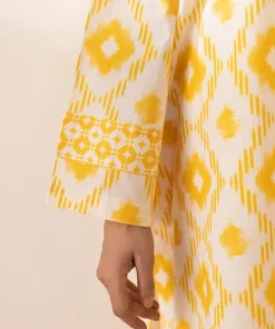 Fashion Sapphire 3 Piece - Printed Crosshatch Suit Custard YellowDupatta