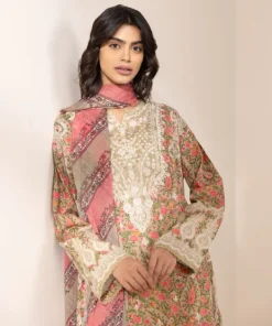 Sale Sapphire 3 Piece - Printed Lawn Suit BeigeDupatta