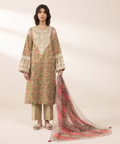 Sale Sapphire 3 Piece - Printed Lawn Suit BeigeDupatta