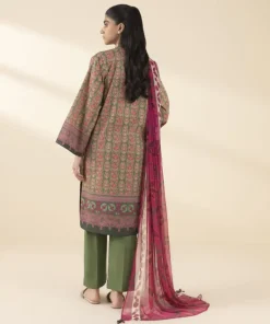 New Sapphire 3 Piece - Printed Lawn Suit Green & PinkDupatta