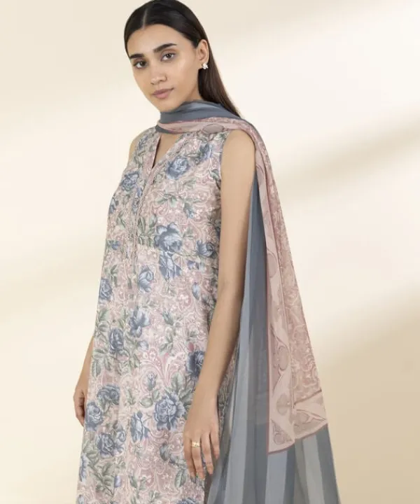 Discount Sapphire 3 Piece - Printed Lawn Suit PinkDupatta