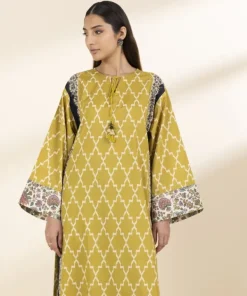 New Sapphire 2 Piece - Printed Lawn Suit YellowTrouser