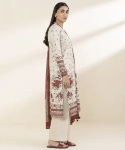 Clearance Sapphire 3 Piece - Printed Lawn Suit Off WhiteDupatta