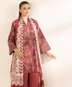Hot Sapphire 2 Piece - Printed Lawn Suit MaroonDupatta