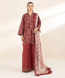 Hot Sapphire 2 Piece - Printed Lawn Suit MaroonDupatta