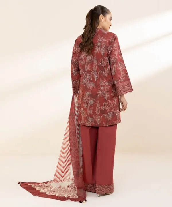 Hot Sapphire 2 Piece - Printed Lawn Suit MaroonDupatta