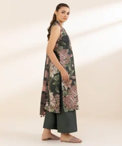 Discount Sapphire 3 Piece - Printed Lawn Suit Dark GreenDupatta