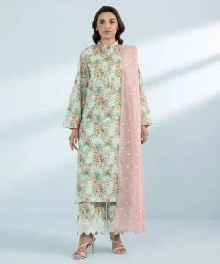 Online Sapphire 3 Piece - Printed Lawn Suit Green