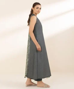 Best Sapphire 2 Piece - Printed Zari Lawn Suit GreyDupatta
