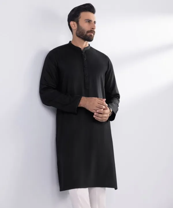 Hot Sapphire Blended Jacquard Kurta - Regular Fit