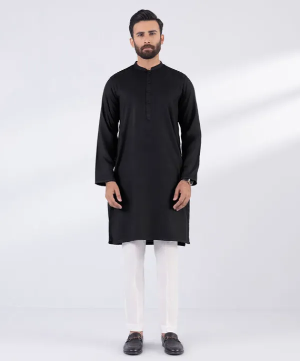 Hot Sapphire Blended Jacquard Kurta - Regular Fit