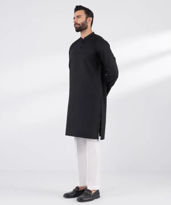 Hot Sapphire Blended Jacquard Kurta - Regular Fit