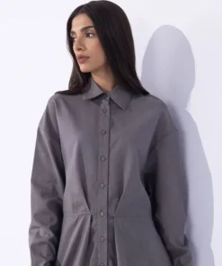 Online Sapphire Blended Linen Dress Grey