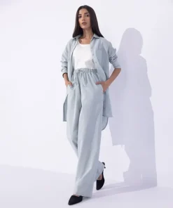Best Sapphire Blended Linen Pull On Trousers Blue
