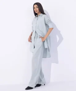 Best Sapphire Blended Linen Pull On Trousers Blue