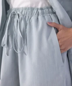 Best Sapphire Blended Linen Pull On Trousers Blue