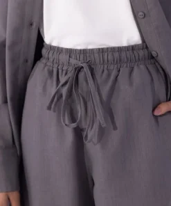 Clearance Sapphire Blended Linen Pull On Trousers Grey
