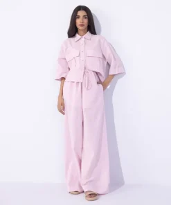 Sale Sapphire Blended Linen Pull On Trousers Lilac